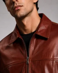 Classic Burgundy Leather Bomber Jacket | Unisex Zip-Up Aviator Jacket