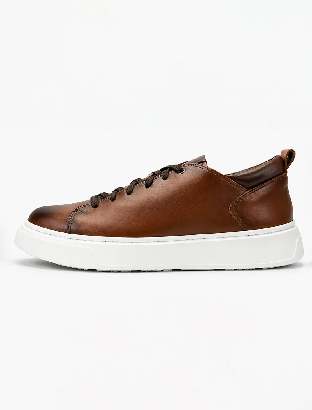 Rich Brown Leather Low-Top Sneakers | Minimalist Italian-Inspired Casual Trainers