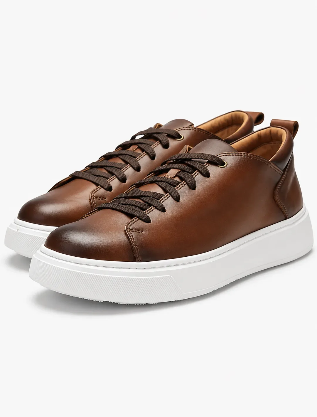 Rich Brown Leather Low-Top Sneakers | Minimalist Italian-Inspired Casual Trainers