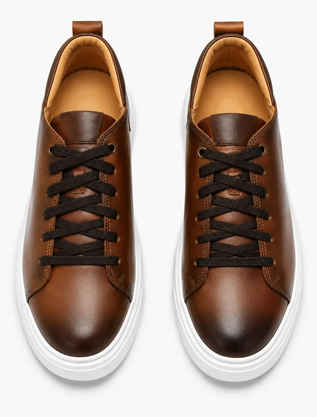 Rich Brown Leather Low-Top Sneakers | Minimalist Italian-Inspired Casual Trainers