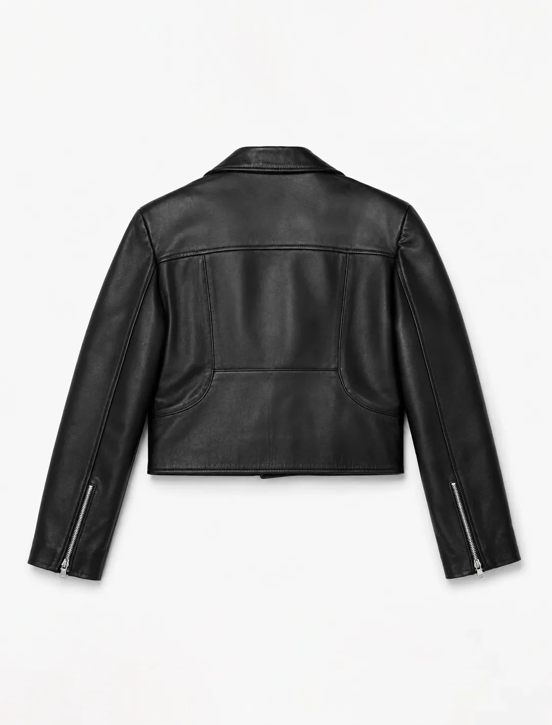 Classic Black Leather Biker Jacket | Women's Cropped Moto Jacket