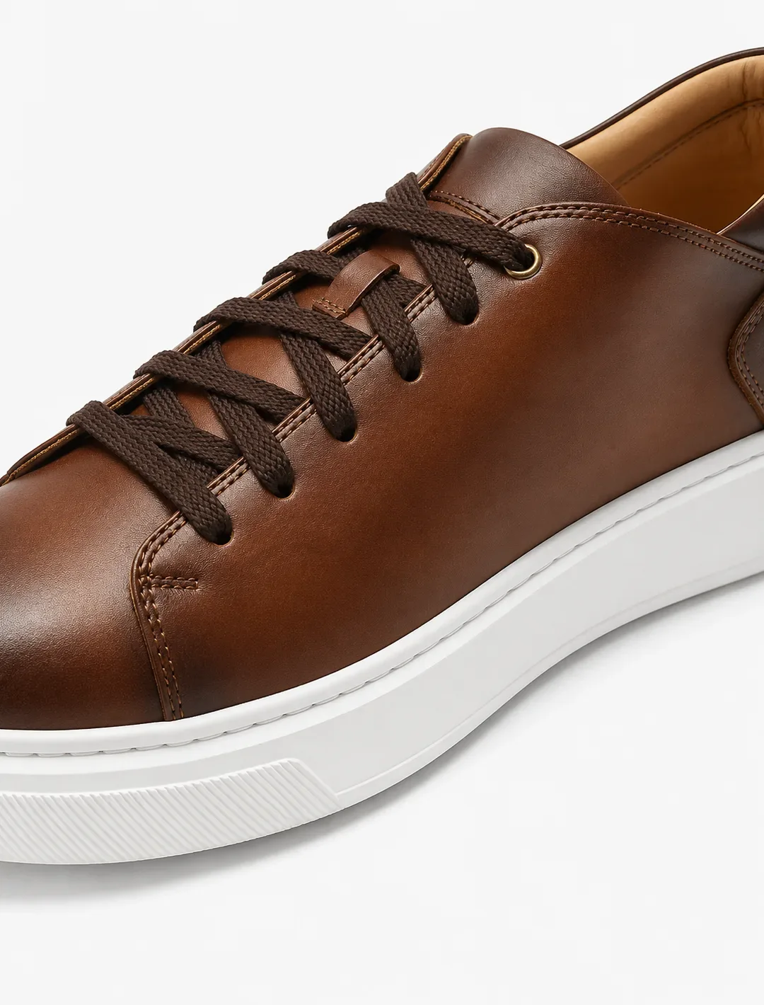 Rich Brown Leather Low-Top Sneakers | Minimalist Italian-Inspired Casual Trainers
