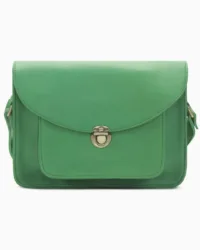 Classic Meadow Green Leather Messenger Bag | Vintage Structured Crossbody Satchel