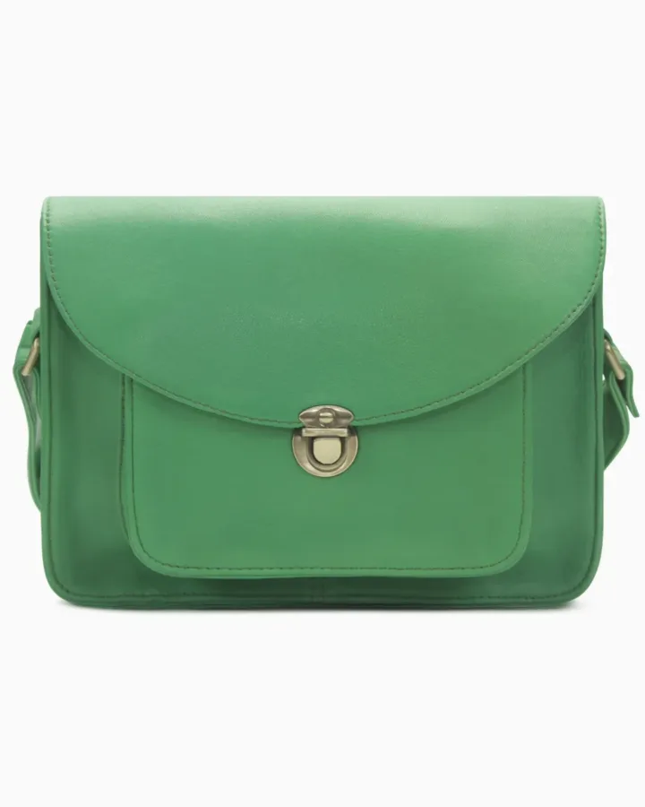 Classic Meadow Green Leather Messenger Bag