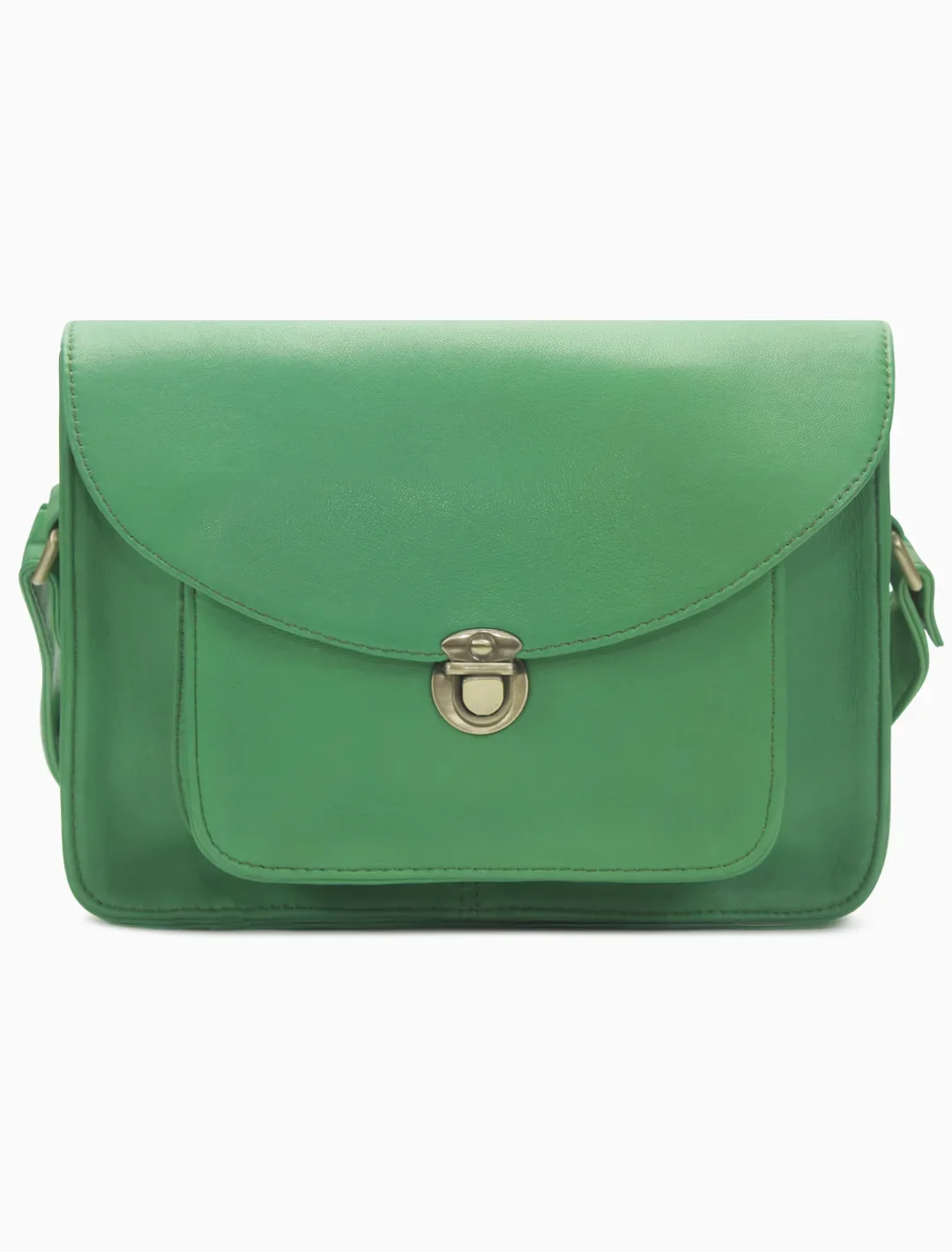 Classic Meadow Green Leather Messenger Bag | Vintage Structured Crossbody Satchel