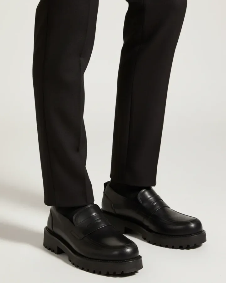 Urban Chunky Black Leather Loafers