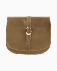 Minimalist Brown Leather Saddle Bag | Elegant Curvy Crossbody