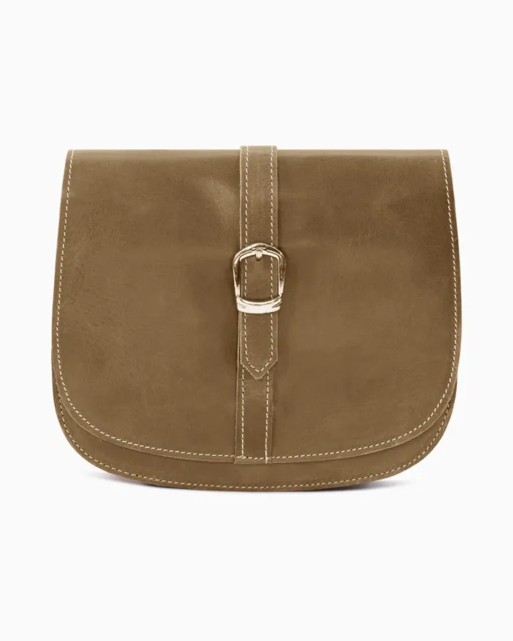 Minimalist Brown Leather Saddle Bag
