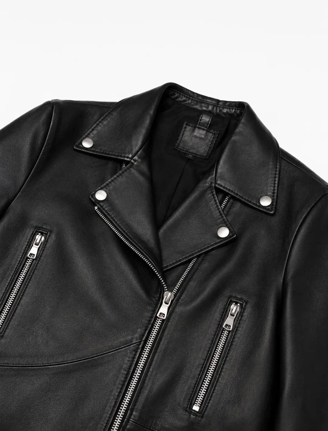 Classic Black Leather Biker Jacket | Women's Cropped Moto Jacket