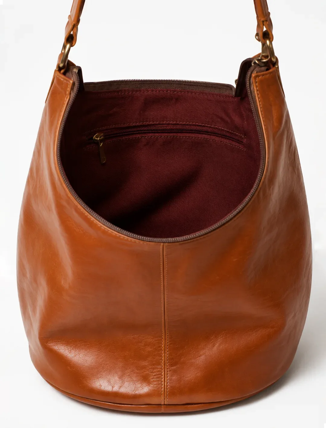 Brown Leather Hobo Bag | Minimalist Shoulder Bag