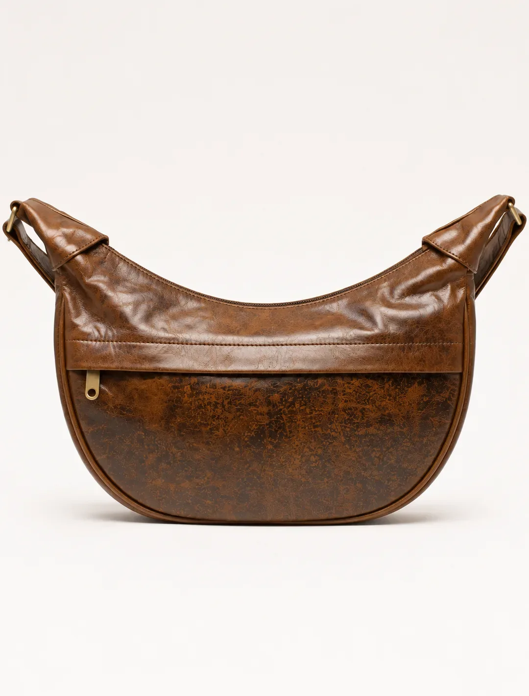 Crescent Brown Leather Hobo Bag | Half Moon Shoulder Bag