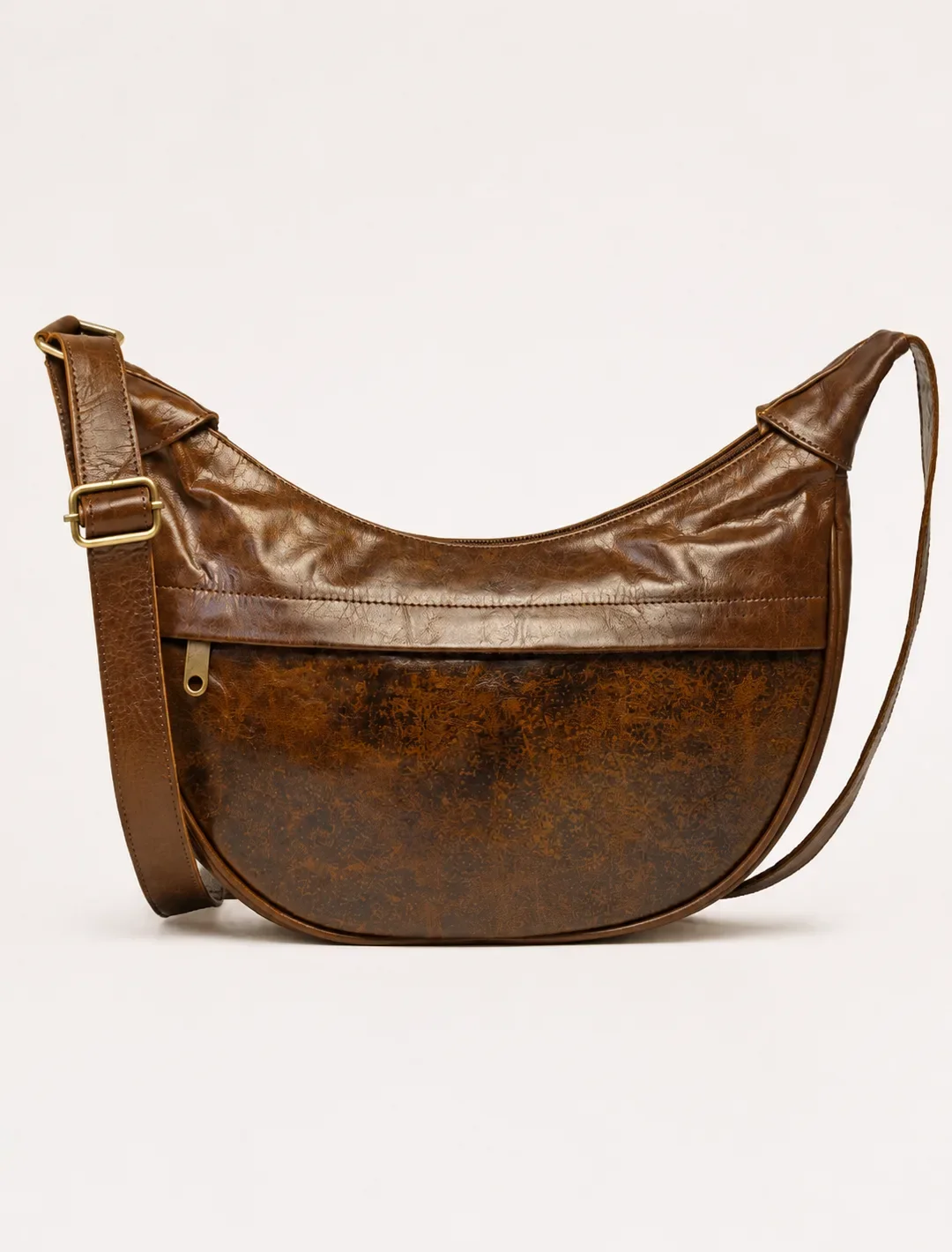 Crescent Brown Leather Hobo Bag | Half Moon Shoulder Bag