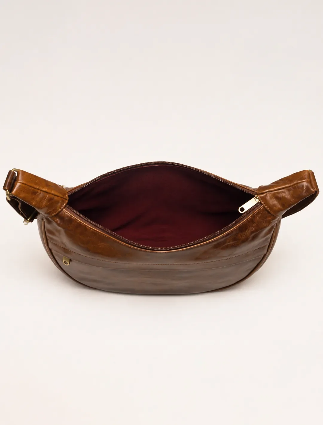 Crescent Brown Leather Hobo Bag | Half Moon Shoulder Bag