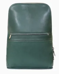 Minimalist Forest Green Leather Backpack | Slim 14" Laptop Rucksack