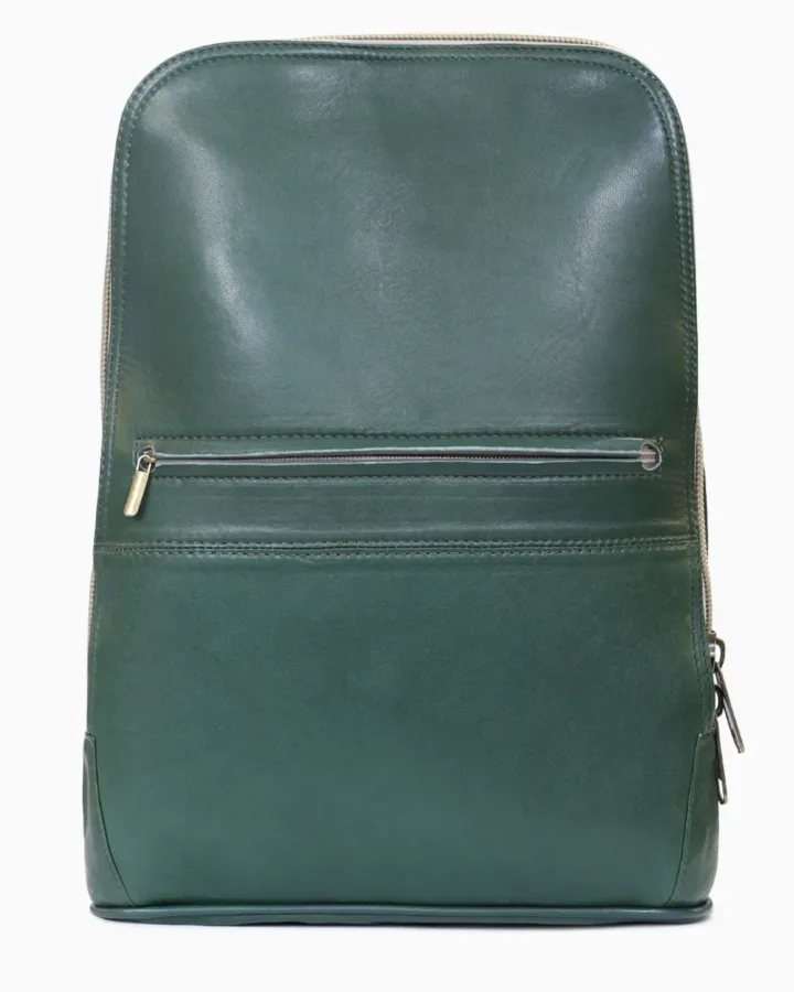 Minimalist Forest Green Leather Backpack
