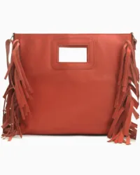 Red Leather Fringe Crossbody Bag | Boho Shoulder Bag