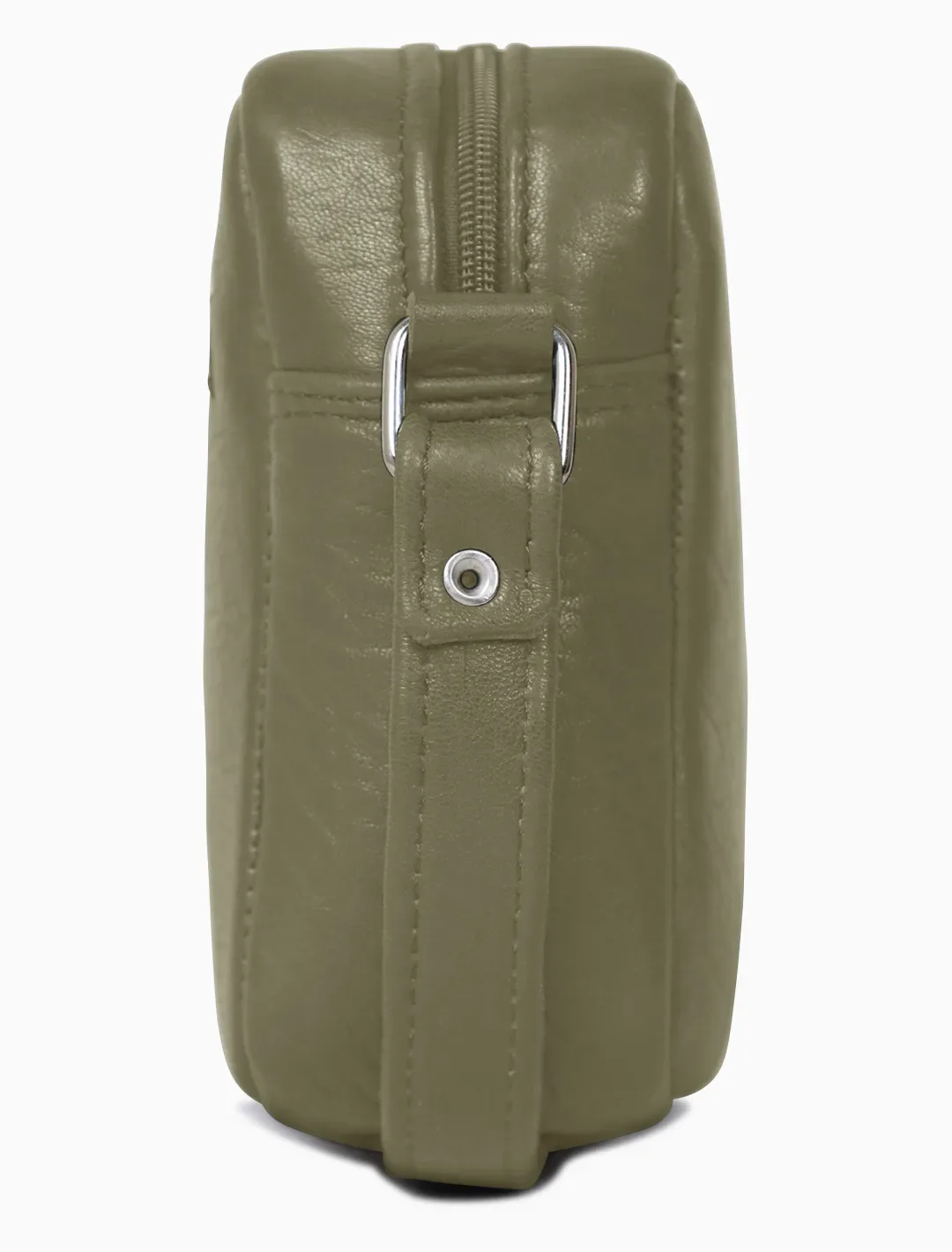 Minimalist Sage Green Leather Crossbody Bag | Modern Boxy Utility Camera Bag