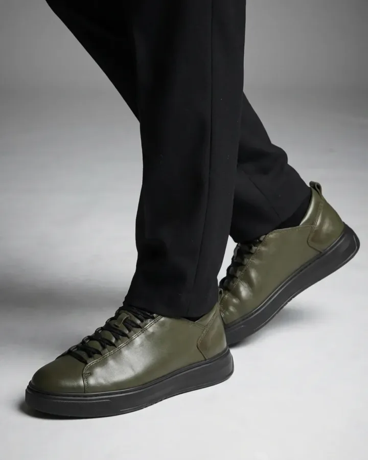Men's Minimalist Olive Leather Sneakers