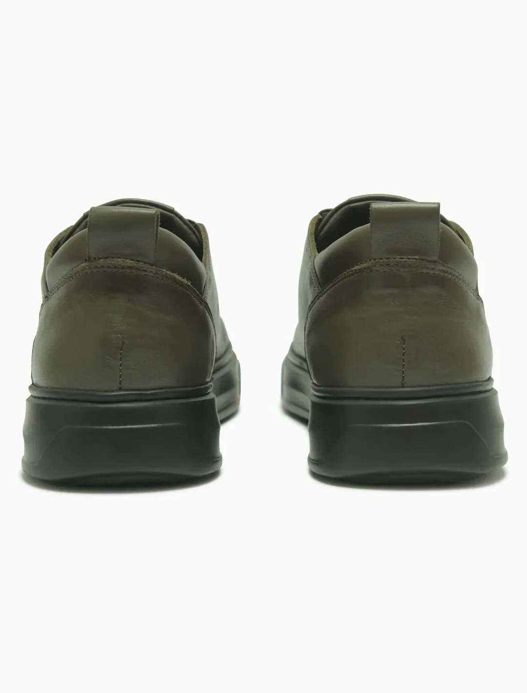 Men's Minimalist Olive Leather Sneakers | Premium Low-Top Urban Trainers