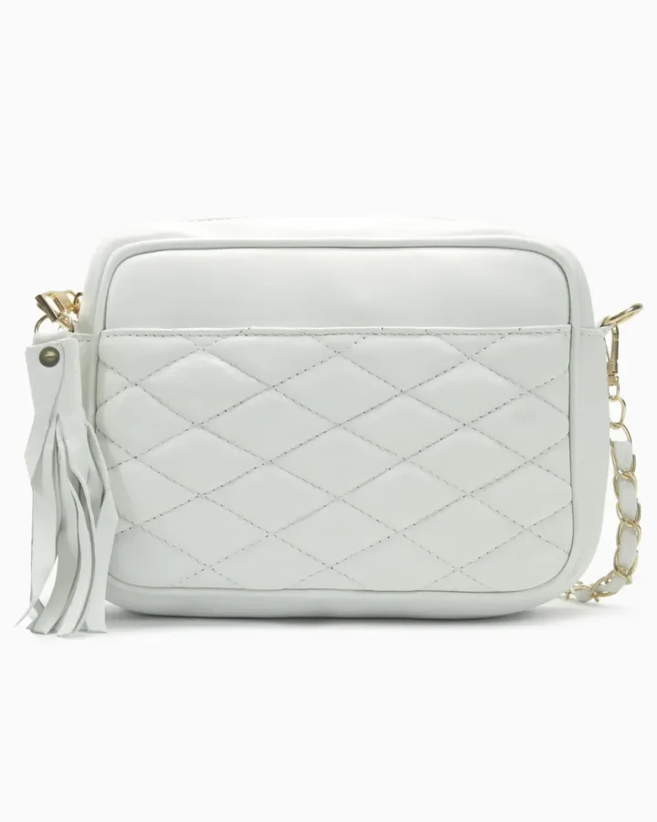 Minimalist White Quilted Leather Camera Bag