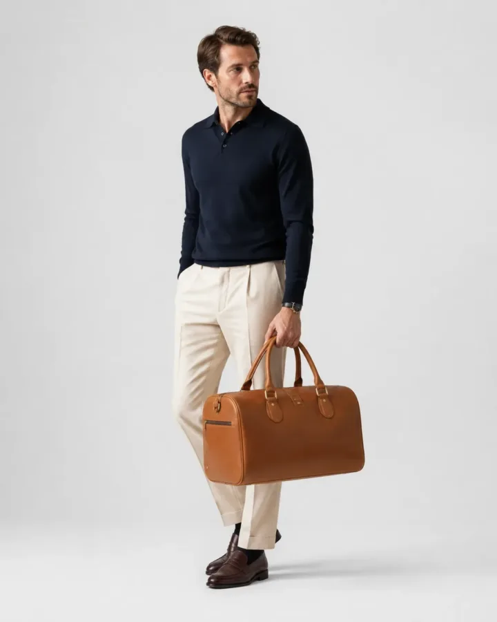 Heritage Cognac Leather Duffel Bag