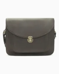 Classic Black Leather Messenger Bag | Vintage Structured Crossbody