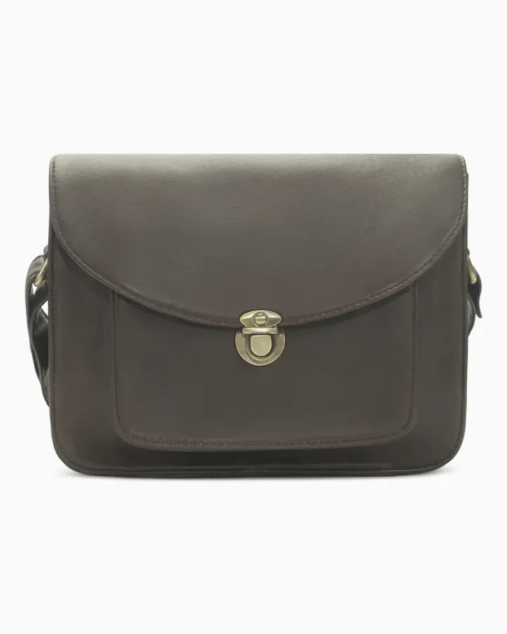 Classic Black Leather Messenger Bag