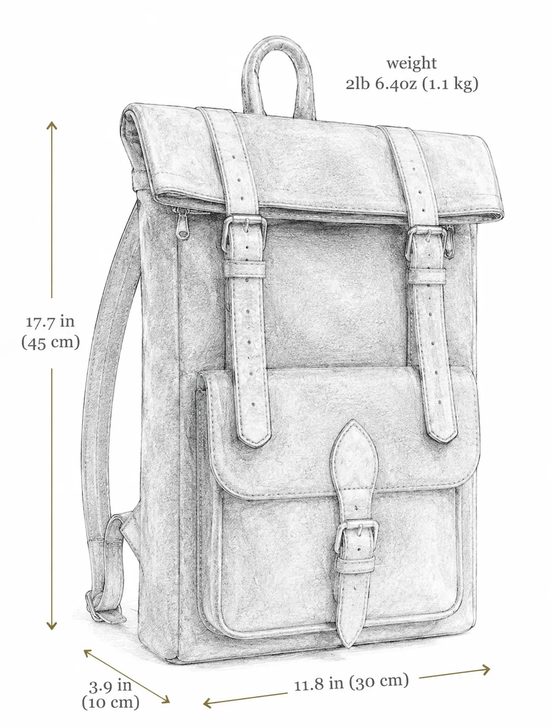 Dark Brown Suede and Leather Roll-Top Backpack | Minimalist Travel Backpack
