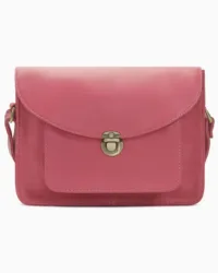 Classic Rose Pink Leather Messenger Bag | Elegant Vintage Crossbody Satchel
