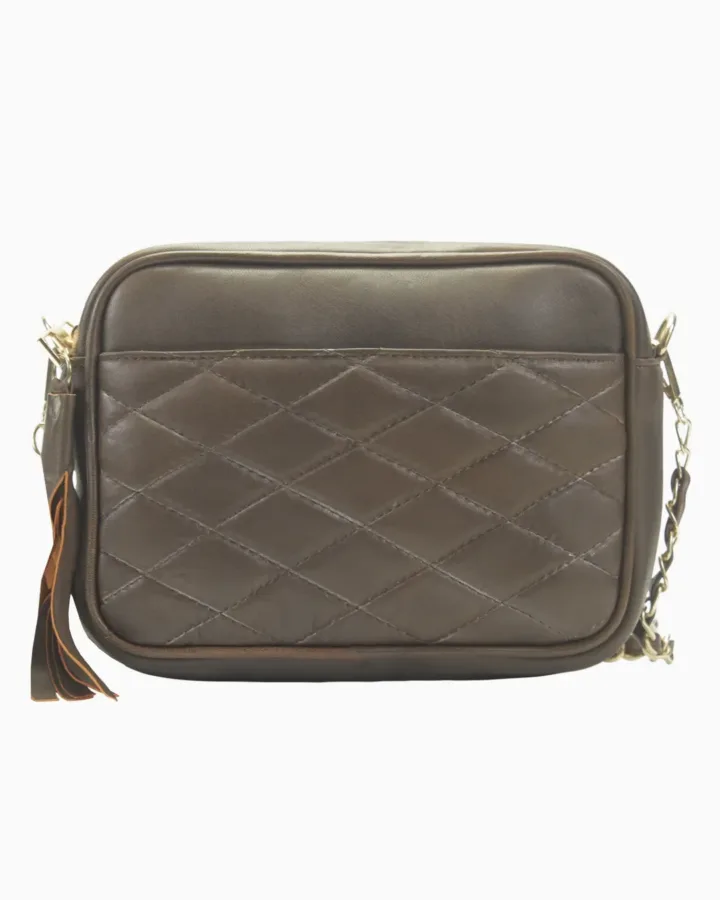 Quilted Espresso Leather Camera Bag