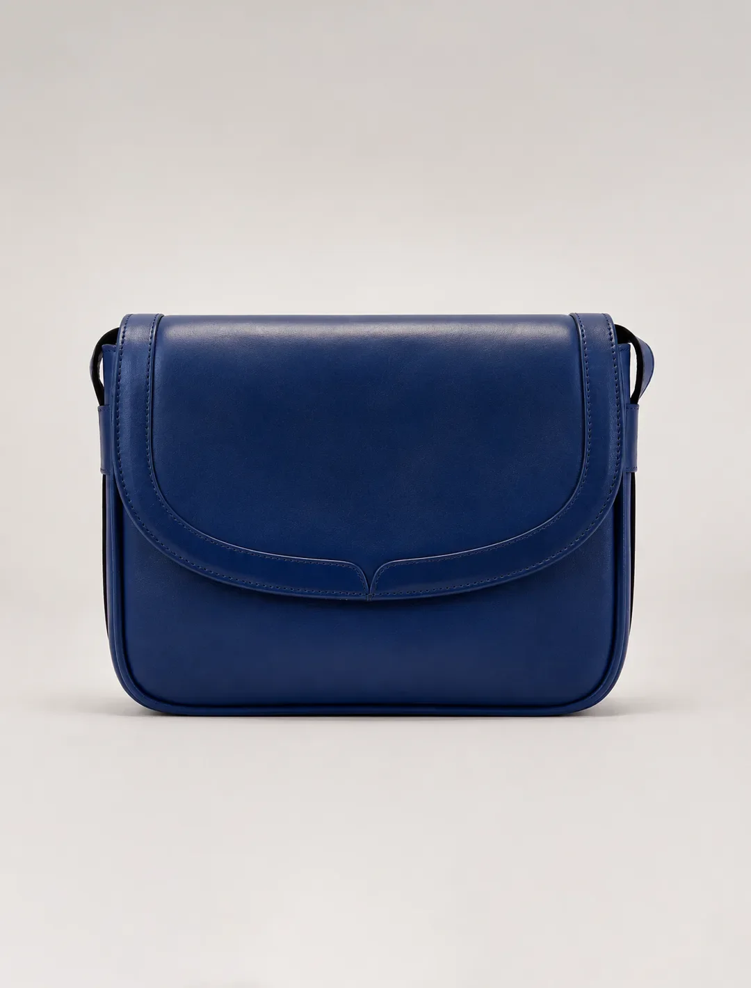 Minimalist Royal Blue Leather Flap Crossbody Bag | Modern Shoulder Bag