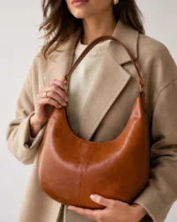 Brown Leather Hobo Bag | Minimalist Shoulder Bag