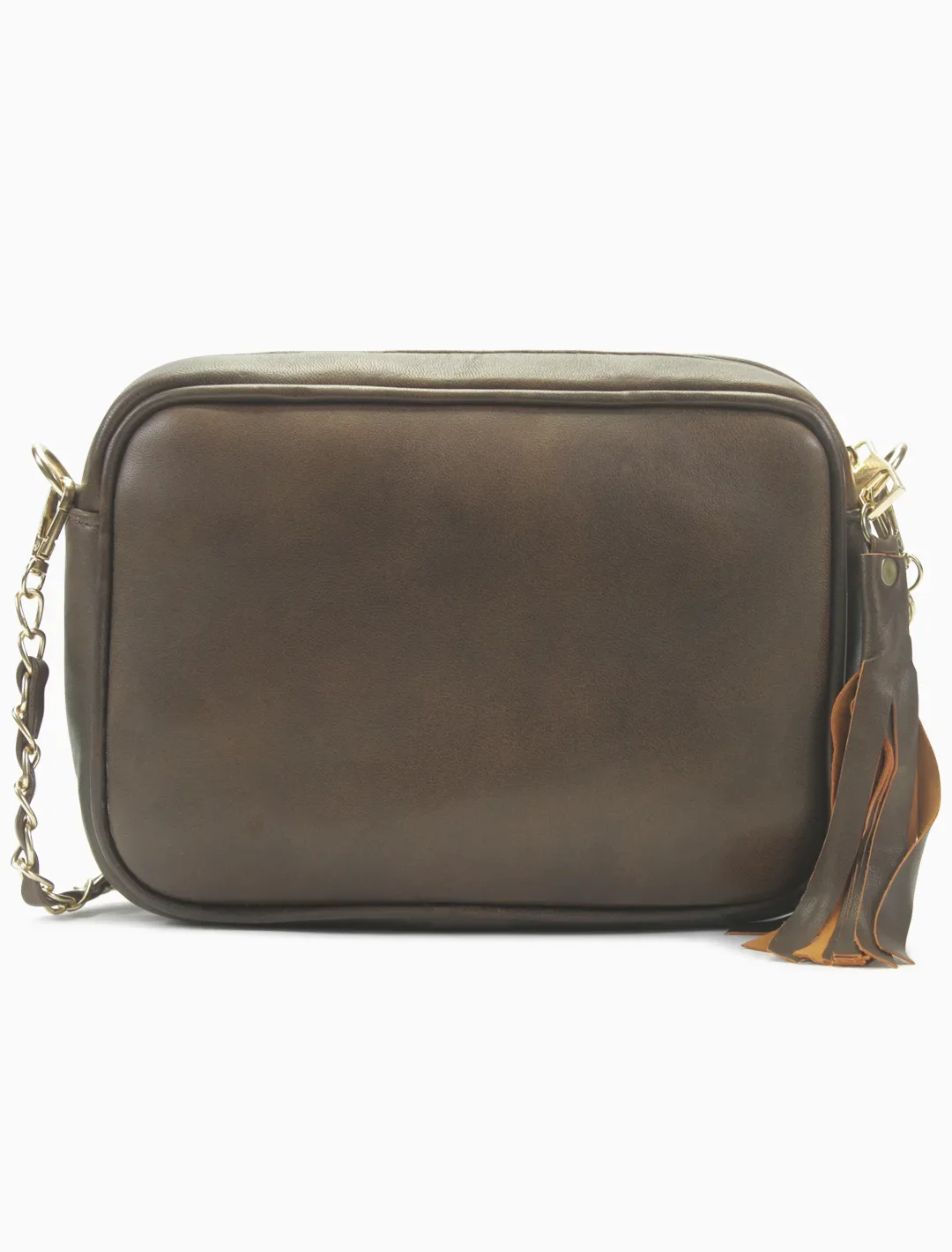 Quilted Espresso Leather Camera Bag | Rich Brown Diamond-Stitched Crossbody