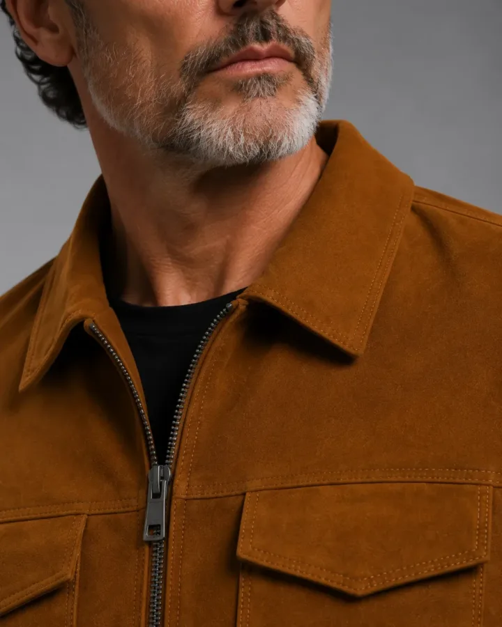 Classic Brown Suede Workwear Jacket