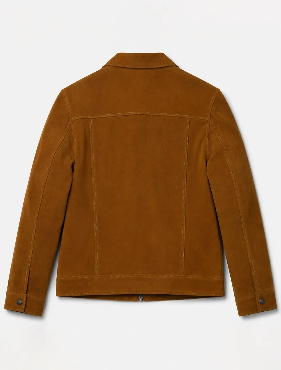 Classic Brown Suede Workwear Jacket | Men's Zip-Front Utility Shirt Jacket