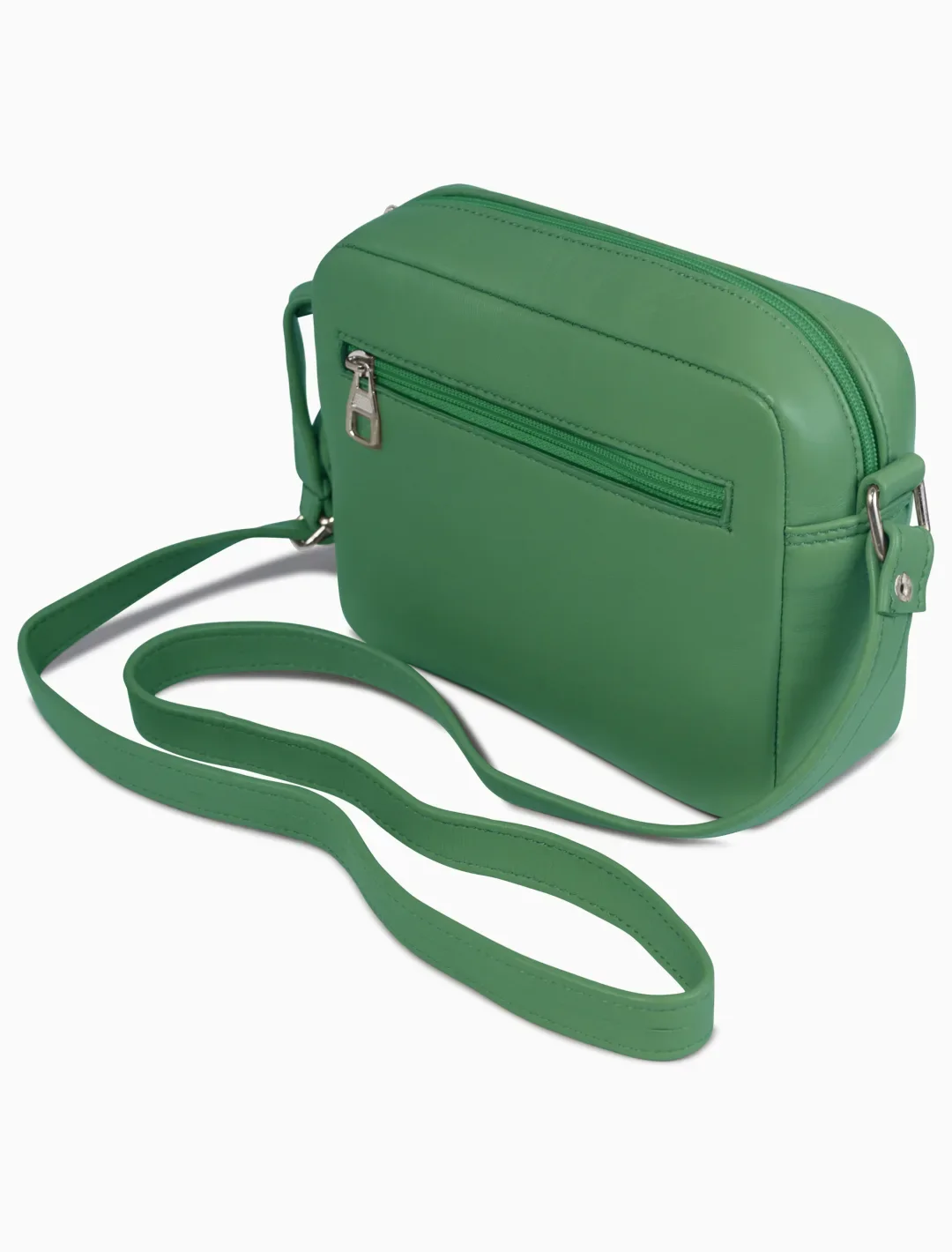 Minimalist Meadow Green Camera Bag | Modern Boxy Leather Crossbody