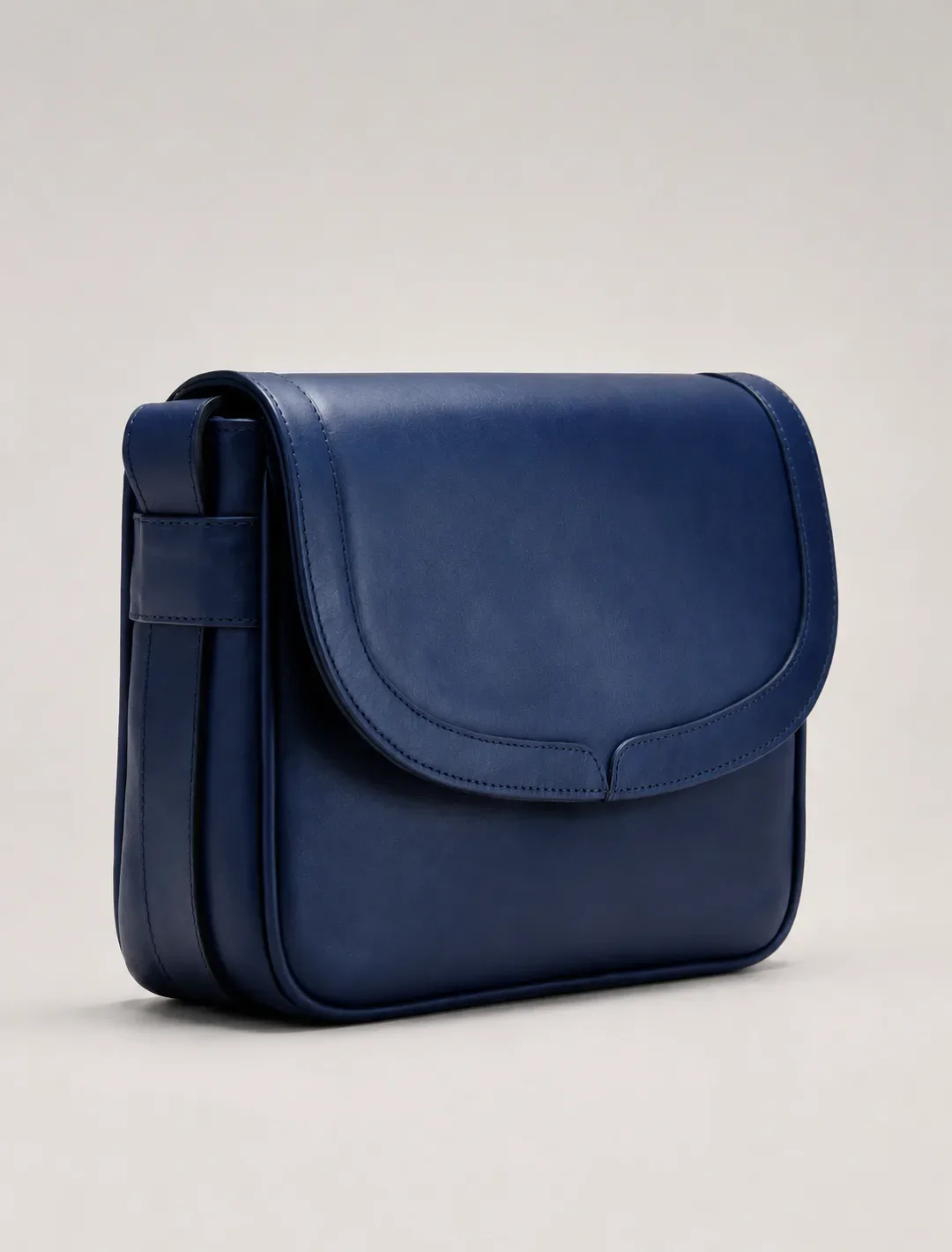 Minimalist Royal Blue Leather Flap Crossbody Bag | Modern Shoulder Bag
