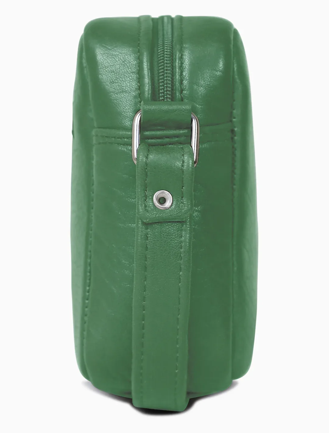 Minimalist Meadow Green Camera Bag | Modern Boxy Leather Crossbody