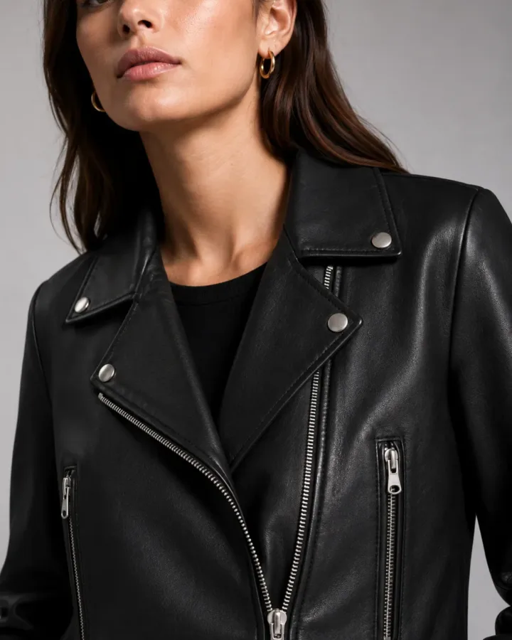 Classic Black Leather Biker Jacket