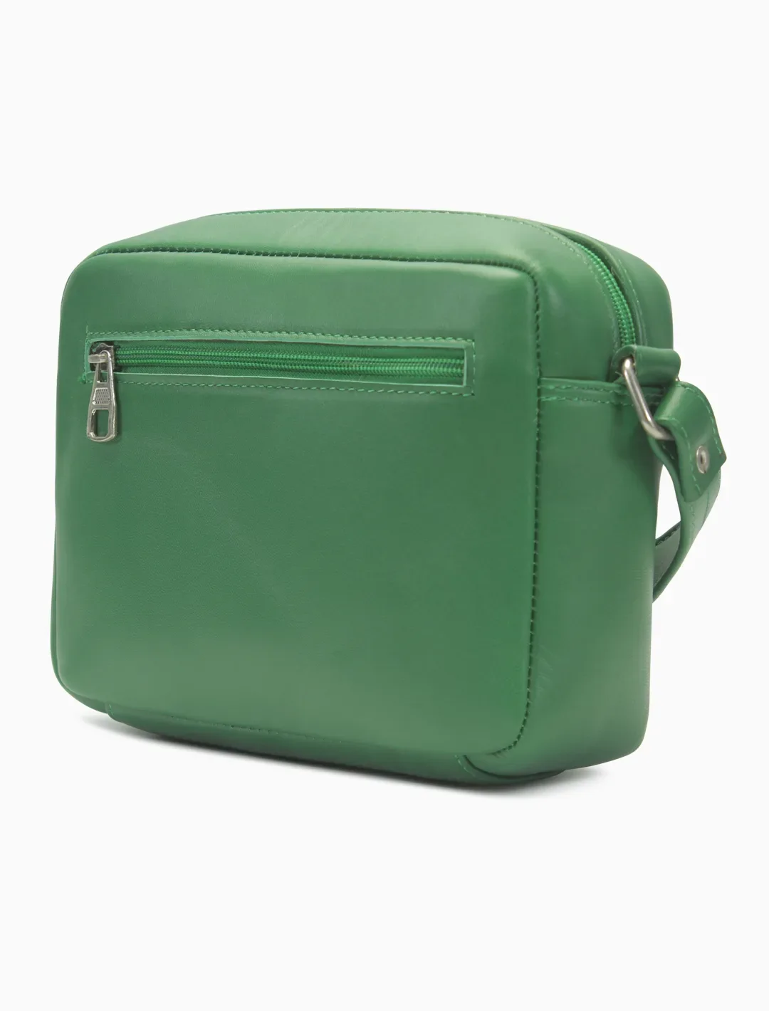 Minimalist Meadow Green Camera Bag | Modern Boxy Leather Crossbody