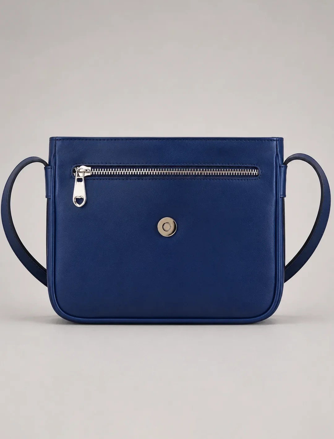Minimalist Royal Blue Leather Flap Crossbody Bag | Modern Shoulder Bag