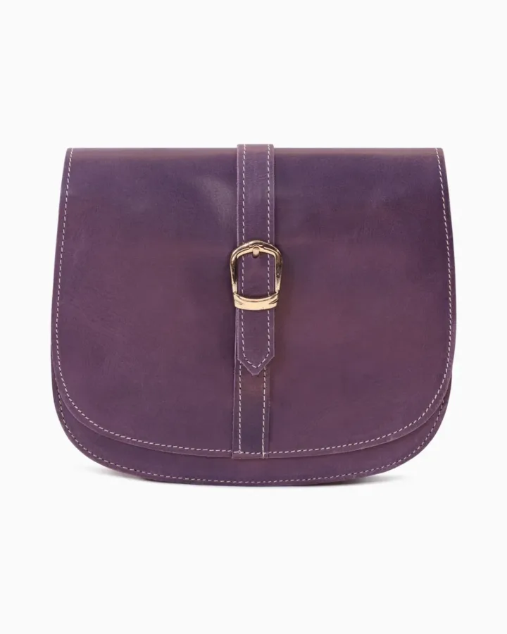 Minimalist Purple Leather Crossbody Bag