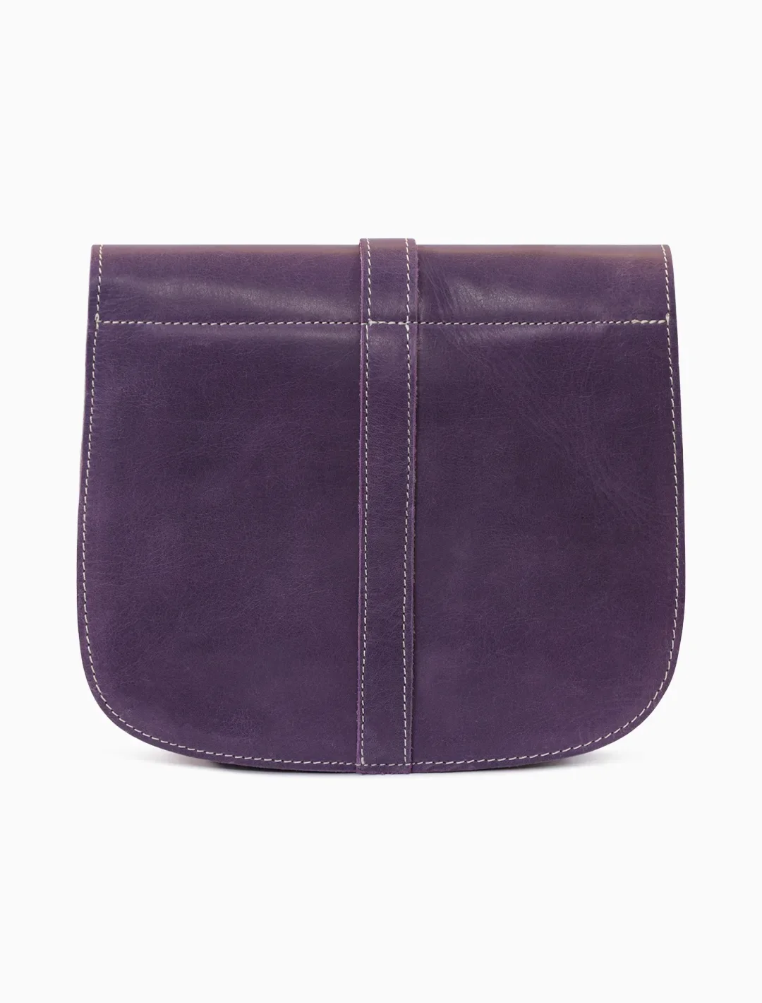 Minimalist Purple Leather Crossbody Bag | Plum Leather Saddle Bag