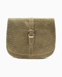 Minimalist Textured Olive Leather Saddle Bag | Elegant Curvy Crossbody