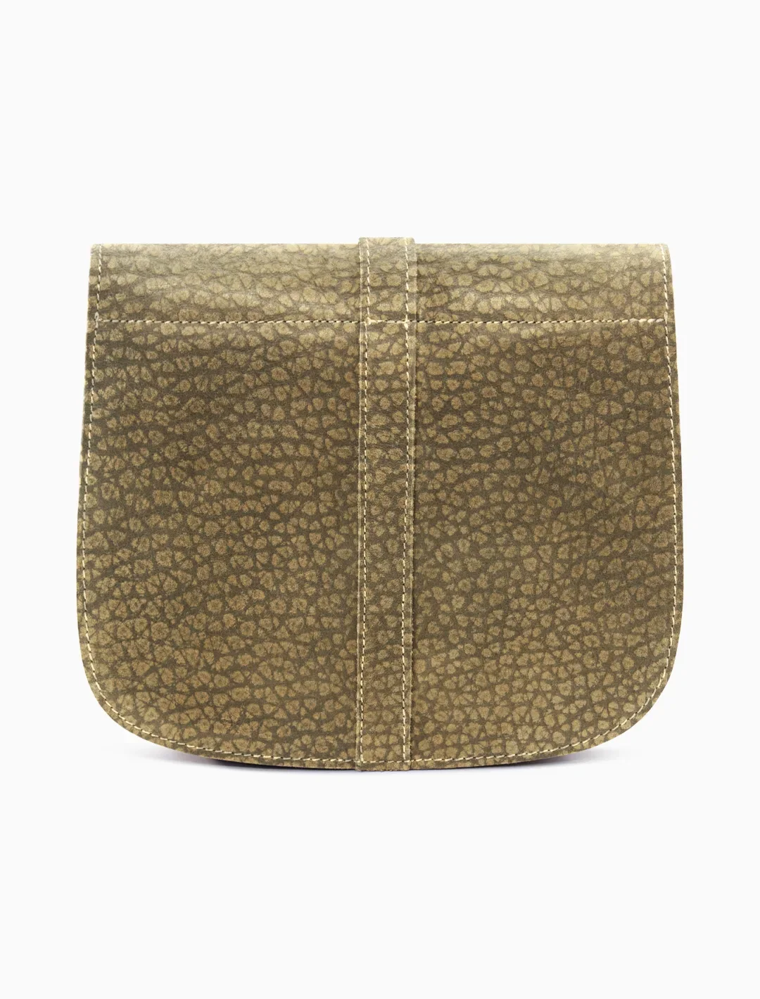 Minimalist Textured Olive Leather Saddle Bag | Elegant Curvy Crossbody