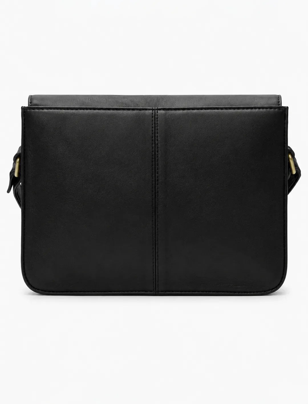 Classic Black Leather Messenger Bag | Vintage Black Crossbody Satchel